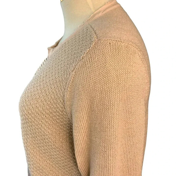 Chico's Embellished Metallic Open Front Knit Cardigan Sweater Women Size L Pink - Picture 7 of 16